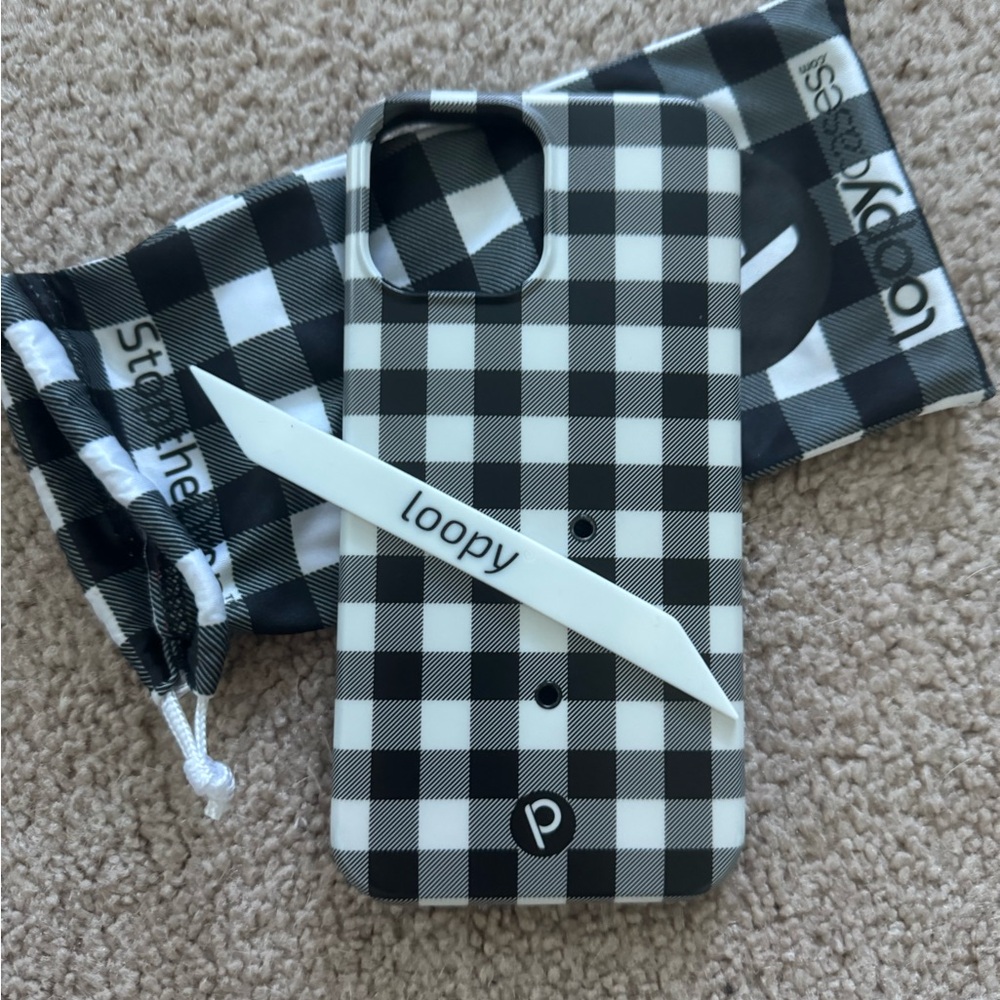 Loopy IPhone 12 Pro Max- black plaid checked- lefty
